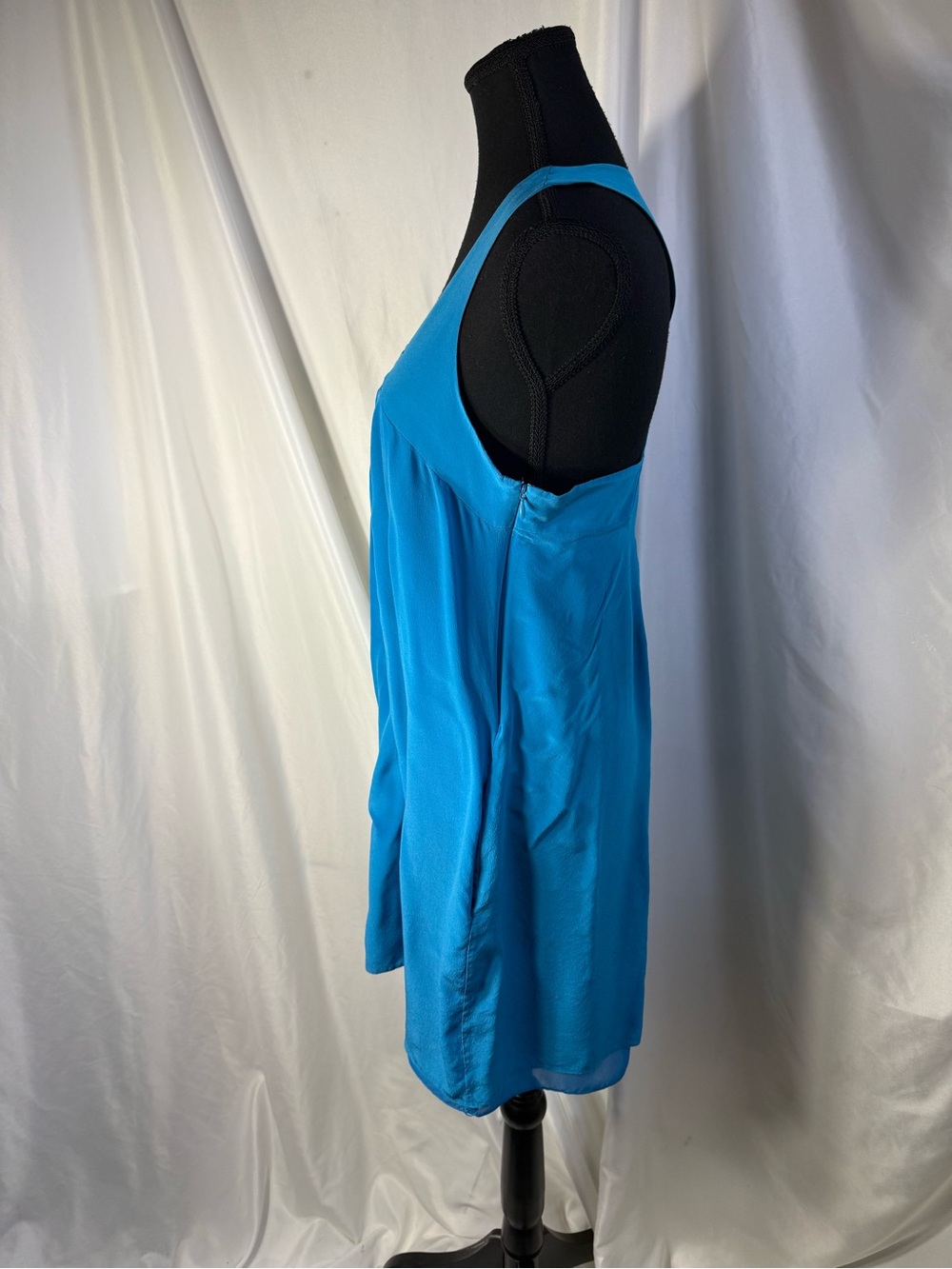 79) Banana Republic Blue Sleeveless Shift Dress Flowy Square Neck Midi. Ptp 17 - Picture 4 of 9